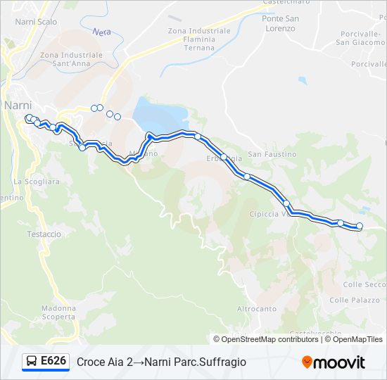 E626 bus Line Map