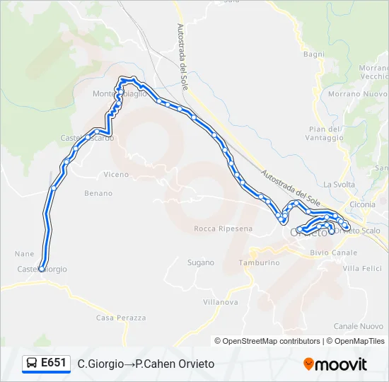 E651 Bus Line Map