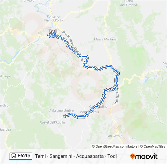 Percorso linea bus E620/