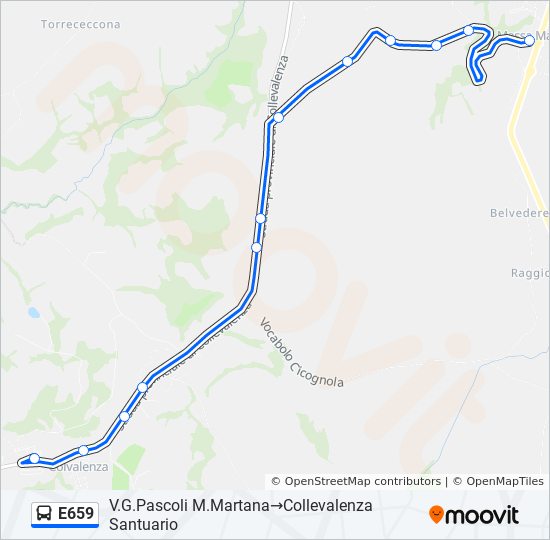 E659 bus Line Map