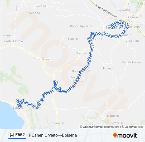 E652 bus Line Map