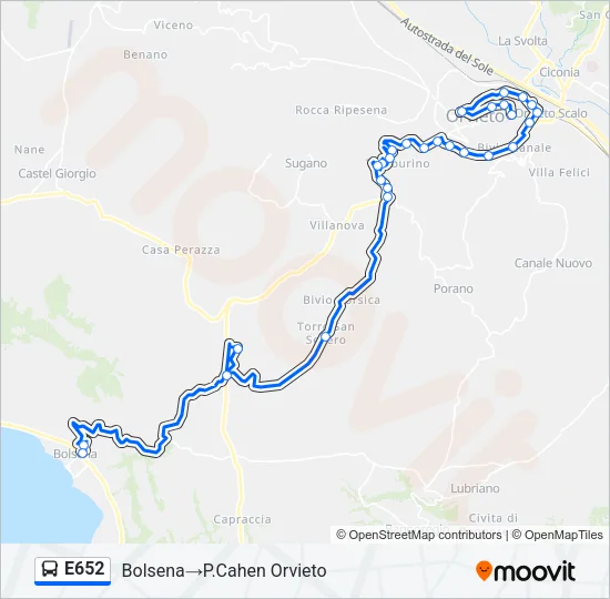 E652 Bus Line Map