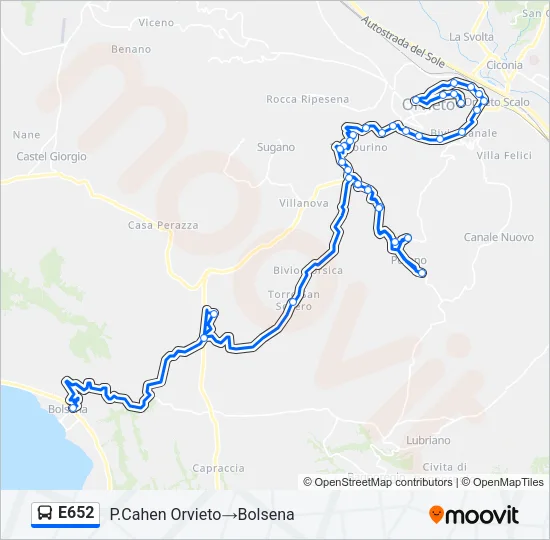 E652 Bus Line Map