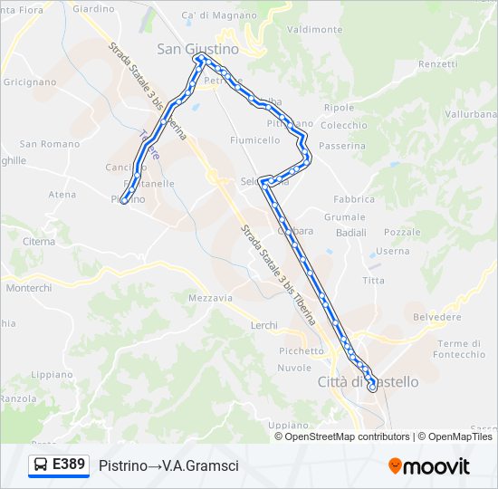 Percorso linea bus E389