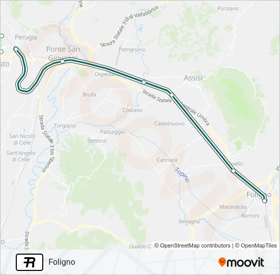 Percorso linea treno R