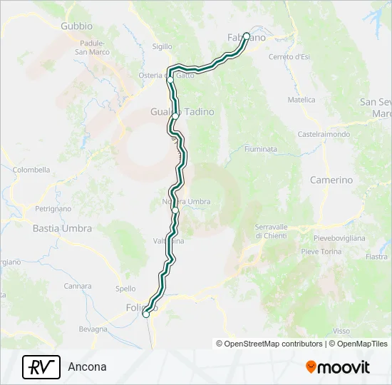 Percorso linea treno RV