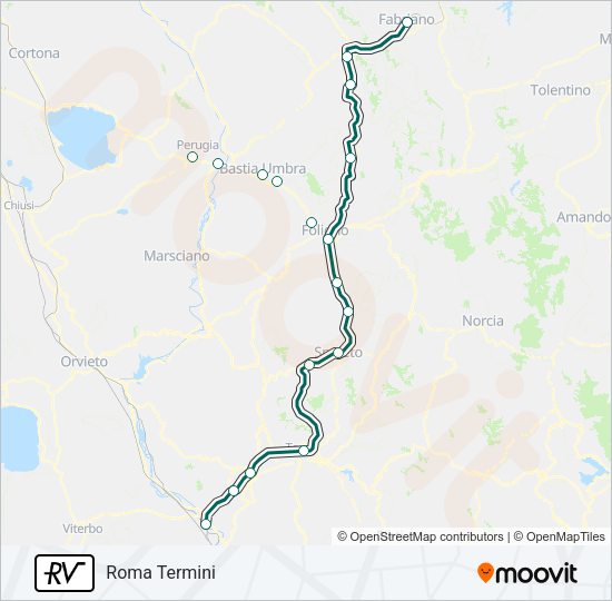 Percorso linea treno RV