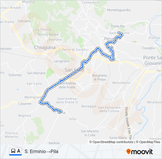Percorso linea bus A