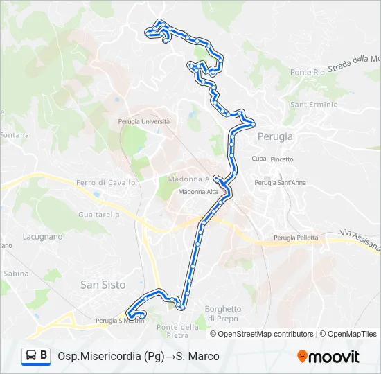 B Bus Line Map