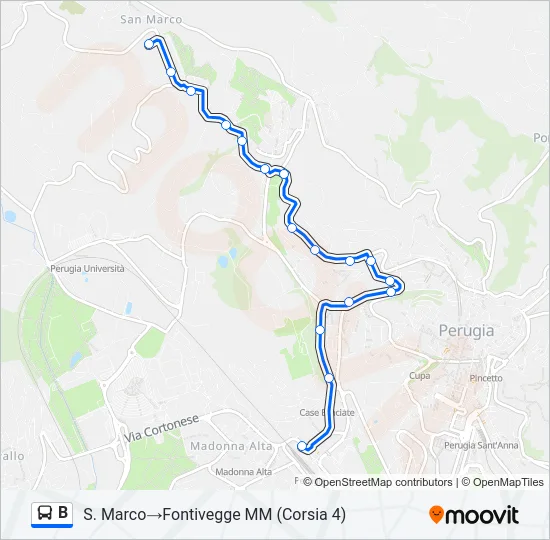 B Bus Line Map