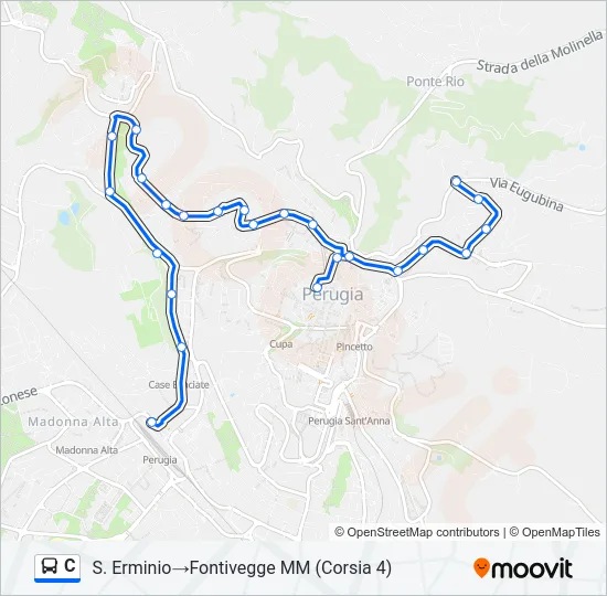 Percorso linea bus C