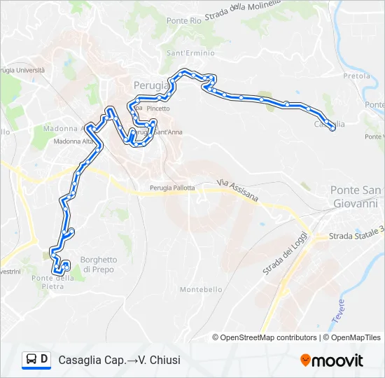 Percorso linea bus D