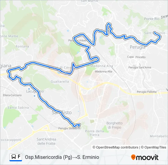 Percorso linea bus F