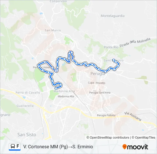Percorso linea bus F