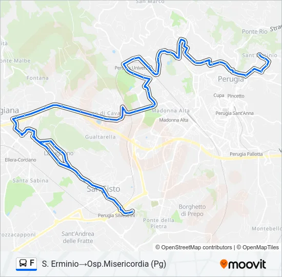 Percorso linea bus F