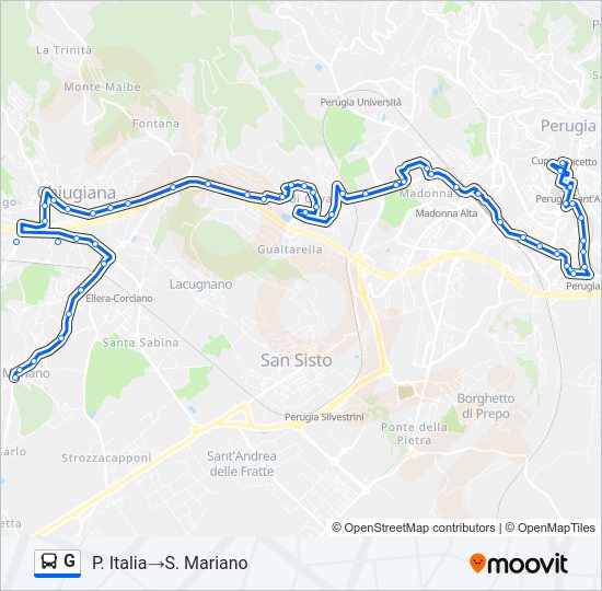 Percorso linea bus G