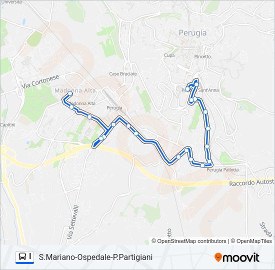 Percorso linea bus I