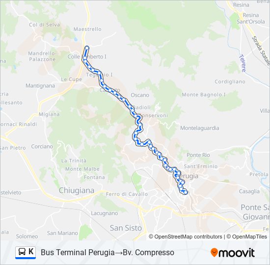 Linea k orari fermate e mappe Bus Terminal Perugia Bv