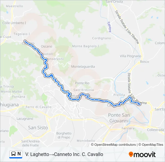 N Bus Line Map