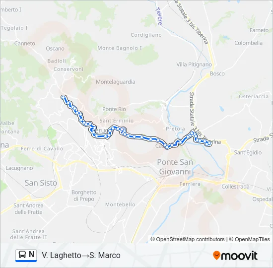Percorso linea bus N