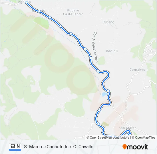 N Bus Line Map