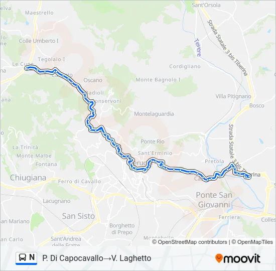 N Bus Line Map