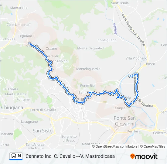N Bus Line Map