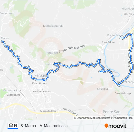 N Bus Line Map
