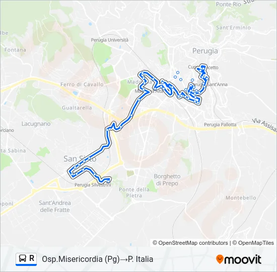 Percorso linea bus R