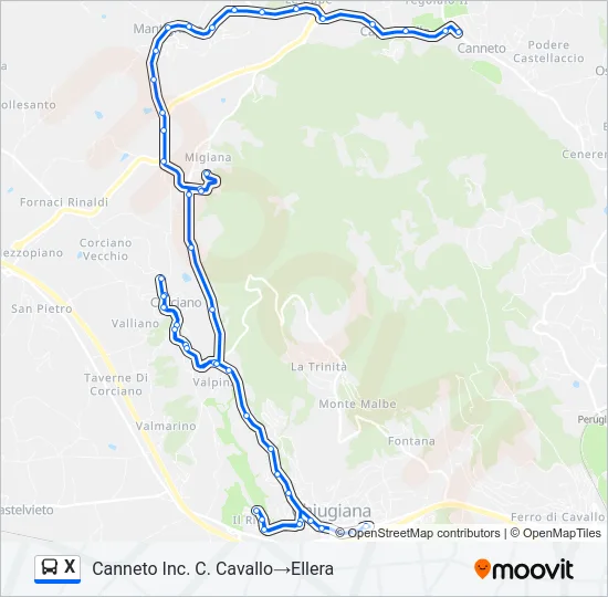 X Bus Line Map