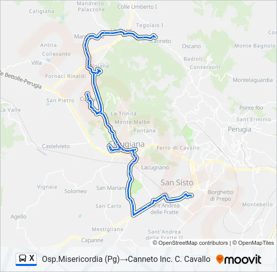 X Bus Line Map