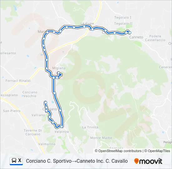 X Bus Line Map