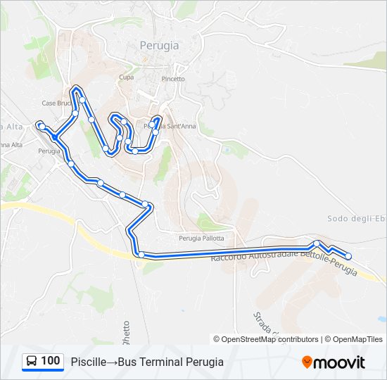 Percorso linea bus 100