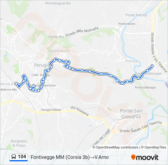 104 Bus Line Map