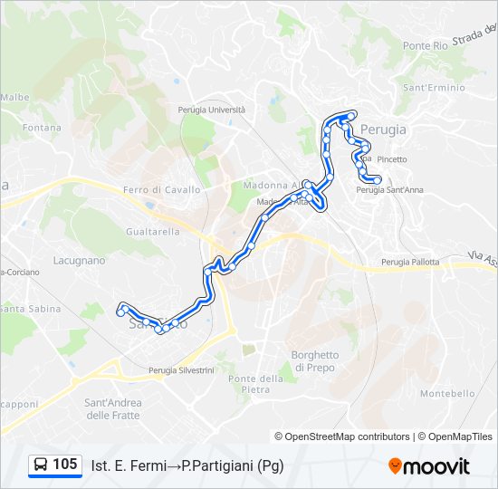 Percorso linea bus 105