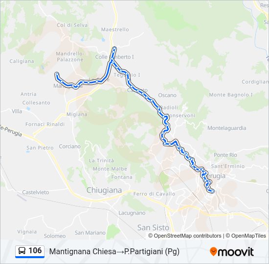 Percorso linea bus 106