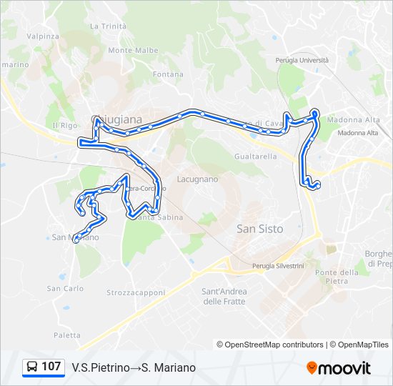Percorso linea bus 107