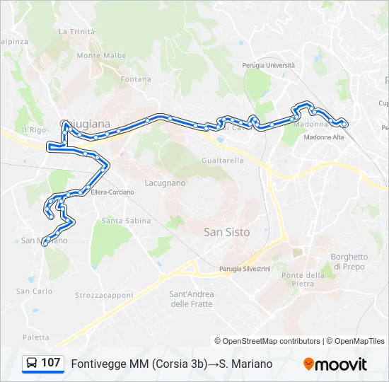 107 Bus Line Map