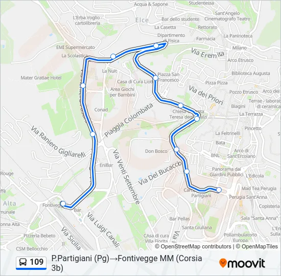109 Bus Line Map