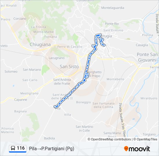 Percorso linea bus 116