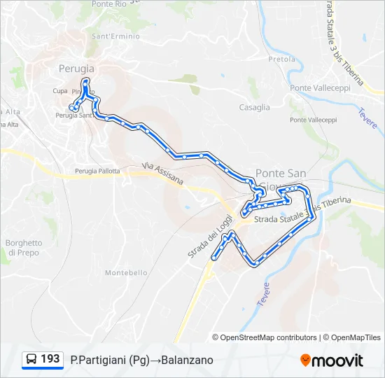 Percorso linea bus 193