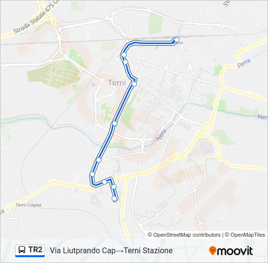 Percorso linea bus TR2