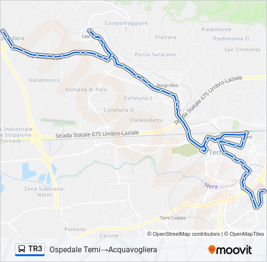 Percorso linea bus TR3