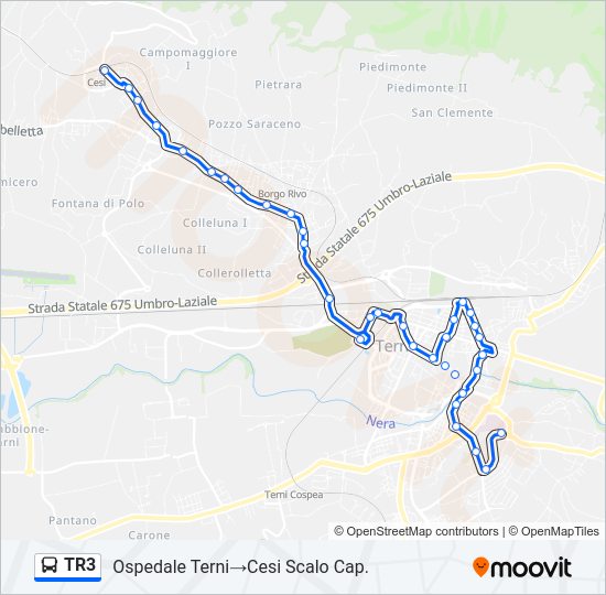 Percorso linea bus TR3