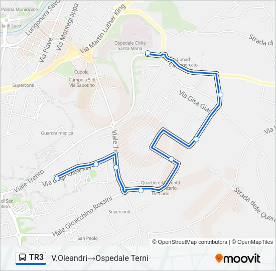 TR3 Bus Line Map