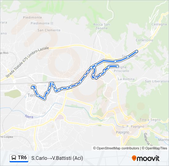 Percorso linea bus TR6
