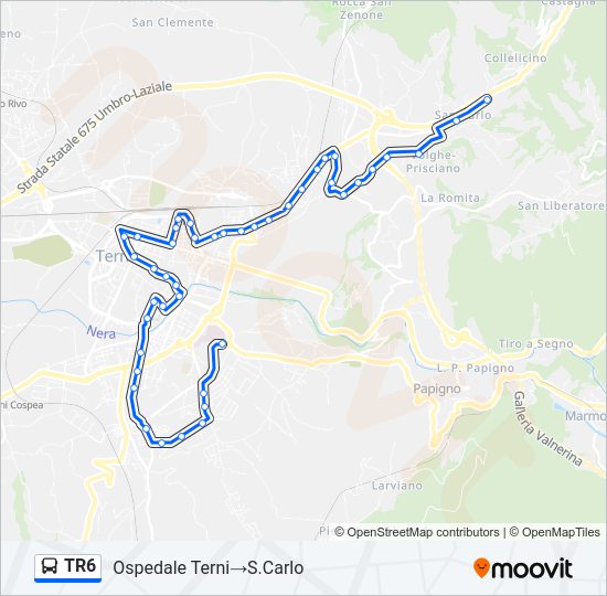 Percorso linea bus TR6