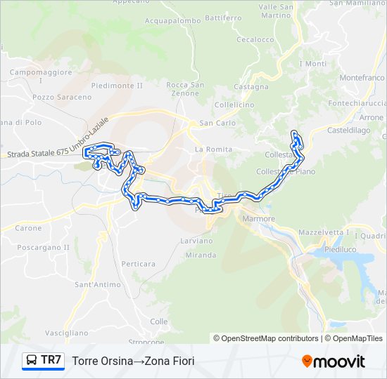 Percorso linea bus TR7