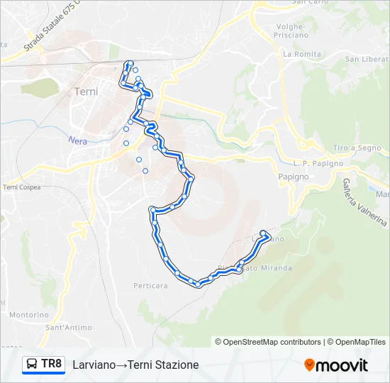 Percorso linea bus TR8