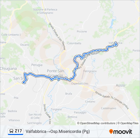 Percorso linea bus Z17